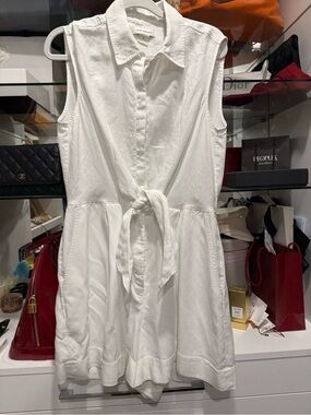 Club Monaco White Sleeveless Tie-Waist Mini Dress
